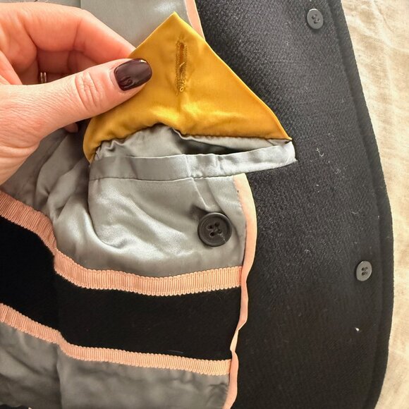 J.Crew Black Wool Blend Tailored Button Front Coat - Picture 5 of 6